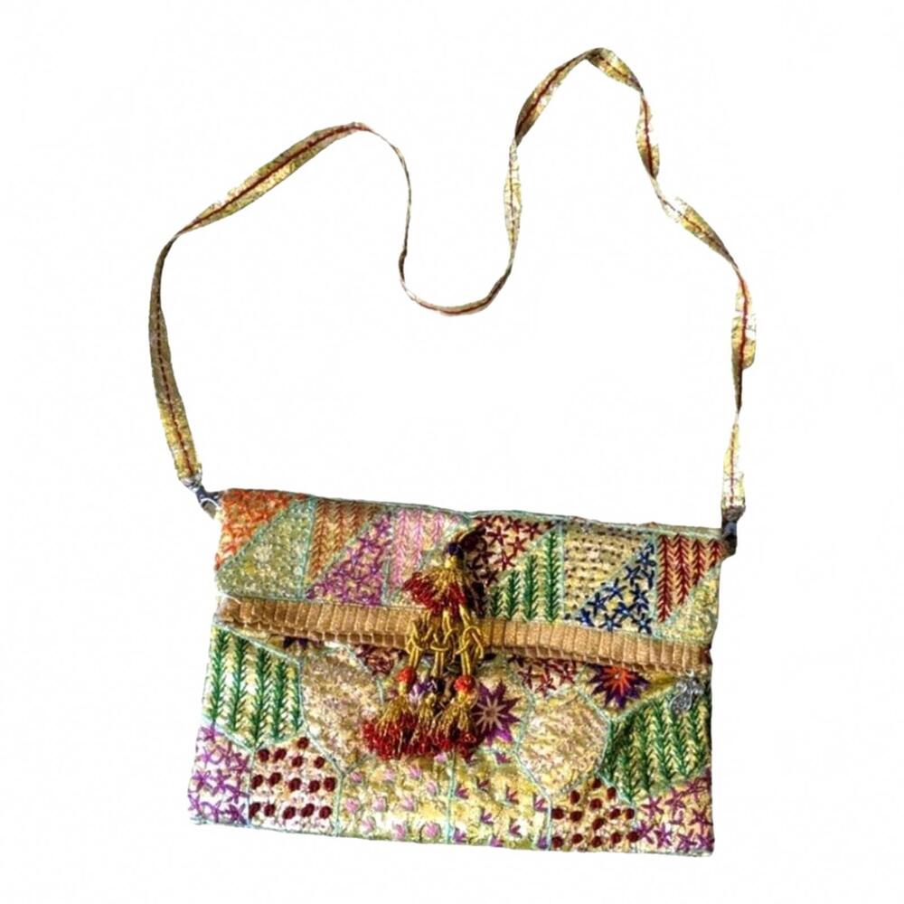 Beautiful Ornate Silk and Nylon Boho Bag